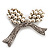 White Imitation Pearl Crystal Bow Brooch (Silver Tone Metal) - view 5