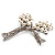 White Imitation Pearl Crystal Bow Brooch (Silver Tone Metal) - view 6