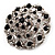 Dome Shaped Black & Clear Crystal Corsage Brooch (Silver Tone) - view 3