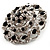 Dome Shaped Black & Clear Crystal Corsage Brooch (Silver Tone) - view 5