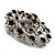 Dome Shaped Black & Clear Crystal Corsage Brooch (Silver Tone) - view 6