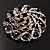 Dome Shaped Black & Clear Crystal Corsage Brooch (Silver Tone) - view 8