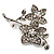 Clear Swarovski Crystal Flower Brooch (Silver Tone) - view 3