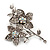 Clear Swarovski Crystal Flower Brooch (Silver Tone) - view 8