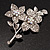Clear Swarovski Crystal Flower Brooch (Silver Tone) - view 2