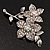 Clear Swarovski Crystal Flower Brooch (Silver Tone) - view 4