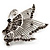 Dim Grey Crystal Filigree Butterfly Brooch (Silver Tone) - view 4