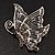 Dim Grey Crystal Filigree Butterfly Brooch (Silver Tone) - view 2