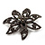 Dim Grey Swarovski Layered Flower Brooch (Gun Metal Finish) - view 7