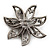 Dim Grey Swarovski Layered Flower Brooch (Gun Metal Finish) - view 6
