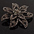 Dim Grey Swarovski Layered Flower Brooch (Gun Metal Finish) - view 4