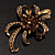 Chestnut Brown Crystal Bow Corsage Brooch (Antique Gold Tone) - view 2