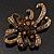 Chestnut Brown Crystal Bow Corsage Brooch (Antique Gold Tone) - view 6
