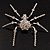 Jumbo Diamante 8 Legged Spider Brooch (Silver Tone Metal) - view 3