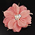 Large Dusty Pink Jewelled Fabric Flower Brooch -19cm Diameter - view 2