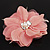 Large Dusty Pink Jewelled Fabric Flower Brooch -19cm Diameter - view 4