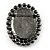 Oversized Oval Crystal Cameo Brooch (Gun Metal) - view 5