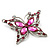 Fuchsia Diamante Butterfly Brooch (Silver Tone) - view 2