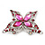 Fuchsia Diamante Butterfly Brooch (Silver Tone) - view 3