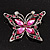 Fuchsia Diamante Butterfly Brooch (Silver Tone) - view 6