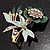 Green Enamel Crystal Bunch Of Flowers Brooch (Gold Tone) - view 4