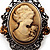 Crystal Vintage 'Lady' Cameo Brooch/Pendant In Burn Gold Metal - view 2