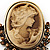 Vintage Diamante Charm Cameo Brooch/Pendant In Antique Gold Metal - view 3