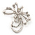 Delicate Clear Crystal Floral Brooch (Silver Tone Metal) - view 6