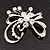 Delicate Clear Crystal Floral Brooch (Silver Tone Metal) - view 4