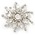Large Bridal Swarovski Crystal Flower Brooch In Rhodium Plated Metal - view 5