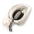 Vintage Crystal 'Leaf' And Simulated Pearl Brooch (Burn Silver Finish) - view 5