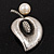 Vintage Crystal 'Leaf' And Simulated Pearl Brooch (Burn Silver Finish) - view 4