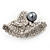 Diamante 'Sweet Little Hat' With Black Simulated Pearl Brooch (Silver Tone Metal) - view 3