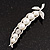 'Pea Pod' Crystal-Accented Brooch In Silver Tone Metal - view 7