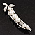 'Pea Pod' Crystal-Accented Brooch In Silver Tone Metal - view 6