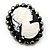 'Lady' Black & White Cameo Brooch - view 3