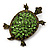 Green Crystal Turtle Brooch (Bronze Tone Metal) - view 7