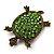 Green Crystal Turtle Brooch (Bronze Tone Metal) - view 3