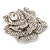 Large Crystal Dimensional Rose Corsage Brooch In Rhodium Plated Metal - view 8