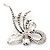 Statement Diamante Abstract Floral Brooch In Rhodium Plated Metal - 10cm Length - view 9