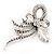 Statement Diamante Abstract Floral Brooch In Rhodium Plated Metal - 10cm Length - view 11