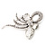 Statement Diamante Abstract Floral Brooch In Rhodium Plated Metal - 10cm Length - view 12