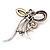 Statement Diamante Abstract Floral Brooch In Rhodium Plated Metal - 10cm Length - view 4
