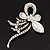 Statement Diamante Abstract Floral Brooch In Rhodium Plated Metal - 10cm Length - view 10