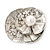 Diamante 'Lotus' Layered Floral Brooch In Rhodium Plated Metal - view 7