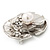 Diamante 'Lotus' Layered Floral Brooch In Rhodium Plated Metal - view 9