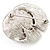 Diamante 'Lotus' Layered Floral Brooch In Rhodium Plated Metal - view 5