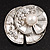 Diamante 'Lotus' Layered Floral Brooch In Rhodium Plated Metal - view 12