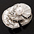 Diamante 'Lotus' Layered Floral Brooch In Rhodium Plated Metal - view 3