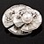 Diamante 'Lotus' Layered Floral Brooch In Rhodium Plated Metal - view 2